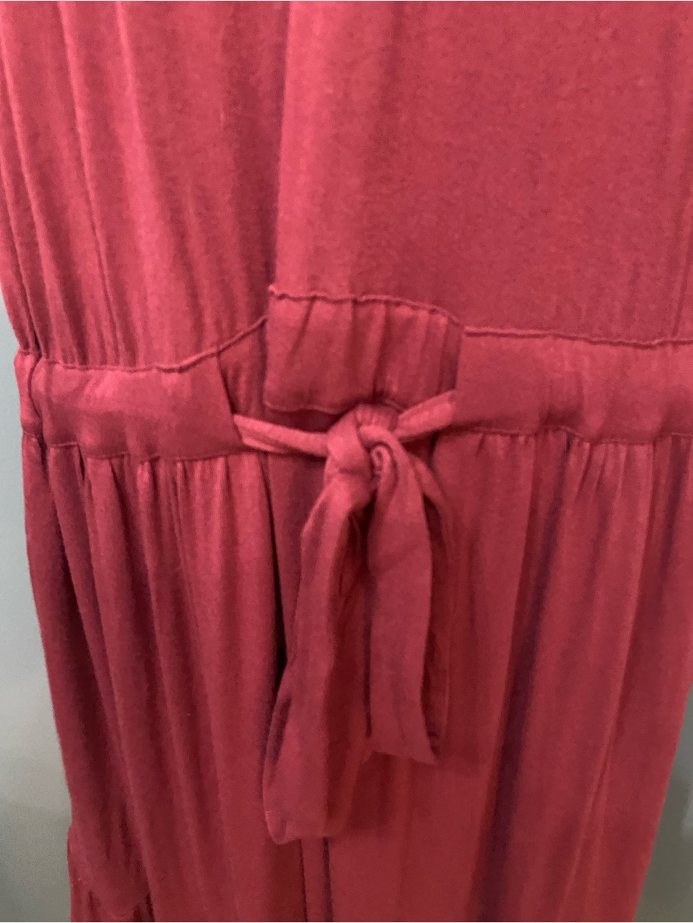NWT Lane Bryant Plus Size 18/20 Burgundy Tiered MIDI Dress W/Tie Waist & Pockets - Picture 3 of 17